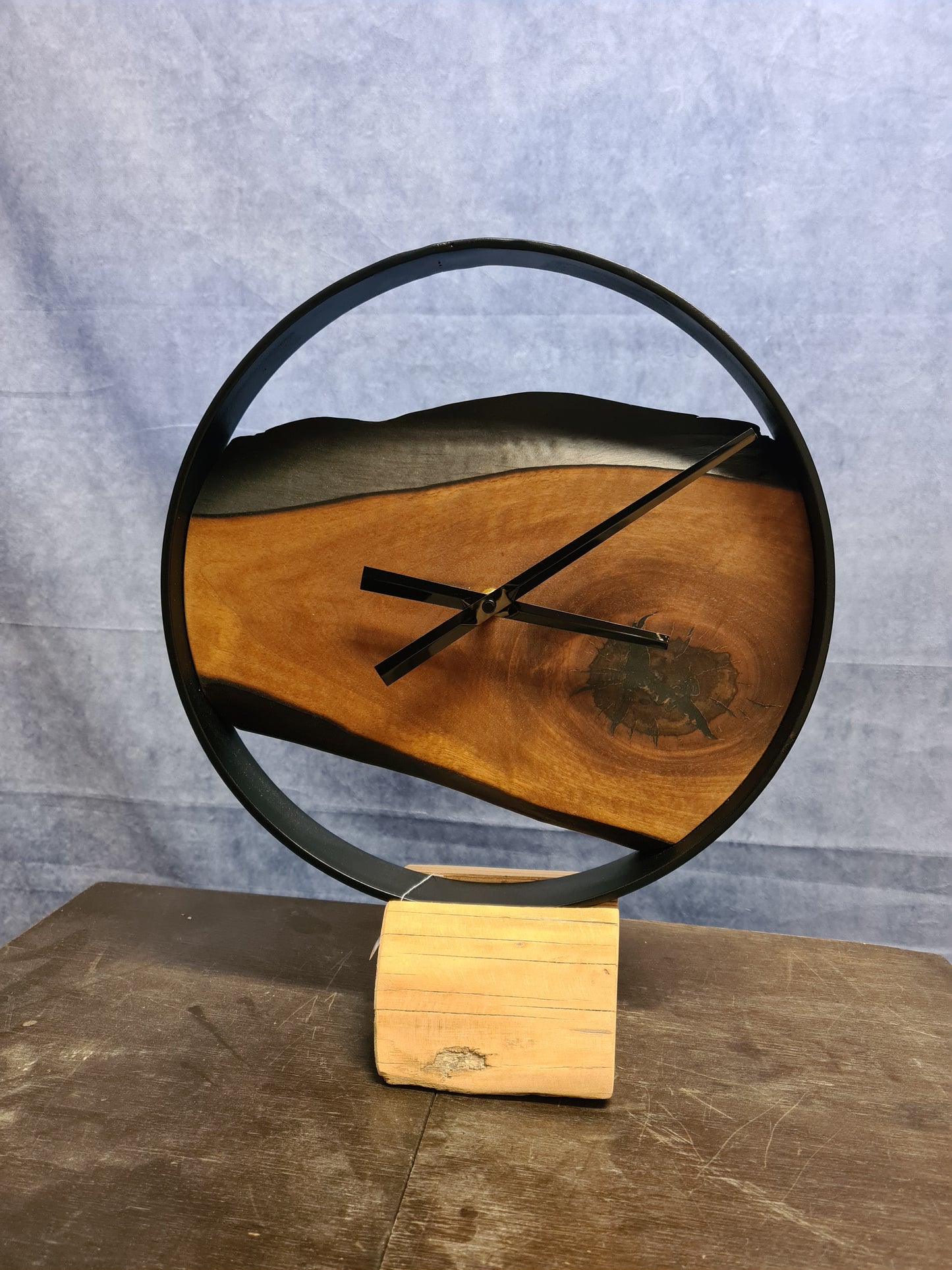 Wanduhr Eiche | Holz & Metall | Rund | Klein 35 cm