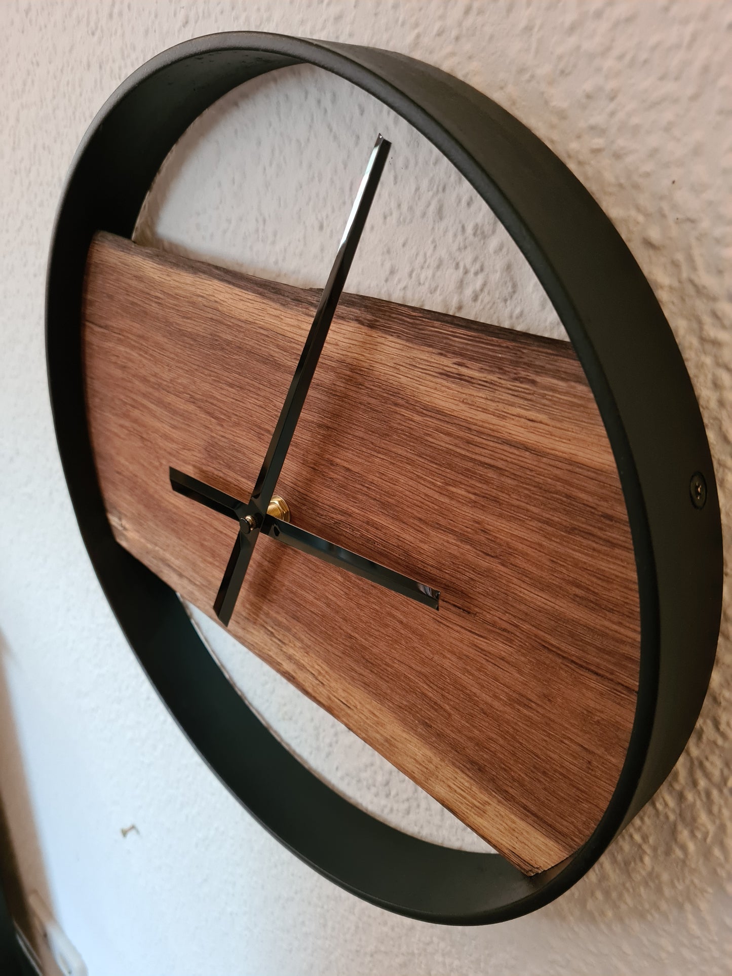 Wanduhr Eiche | Holz & Metall | Rund | Klein 35 cm