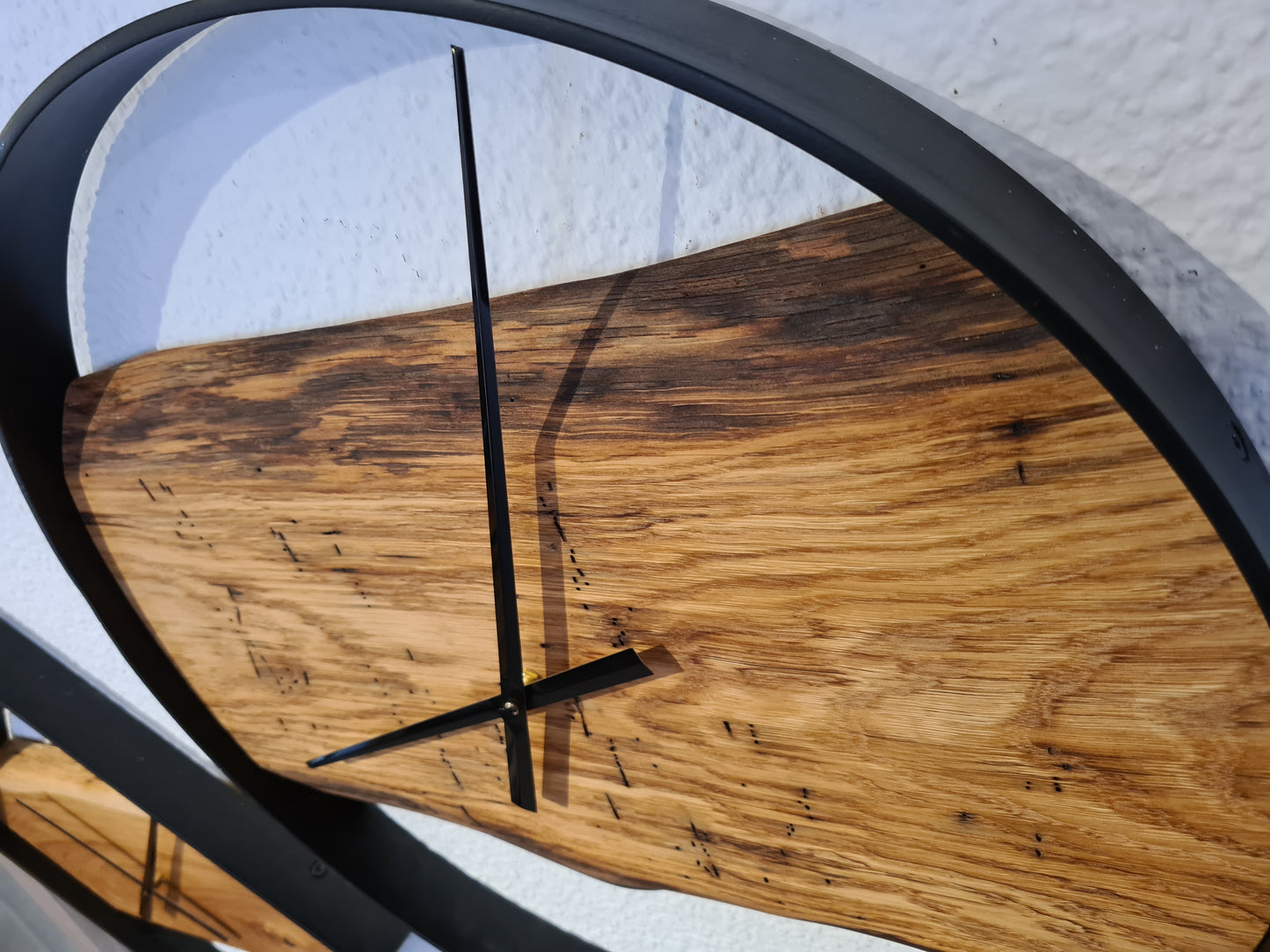 Wanduhr Rund | Eiche | Mittel 50 cm | Uhr aus Holz & Metall