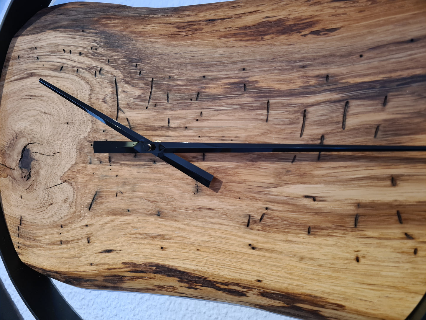 Wanduhr Rund | Eiche | Mittel 50 cm | Uhr aus Holz & Metall