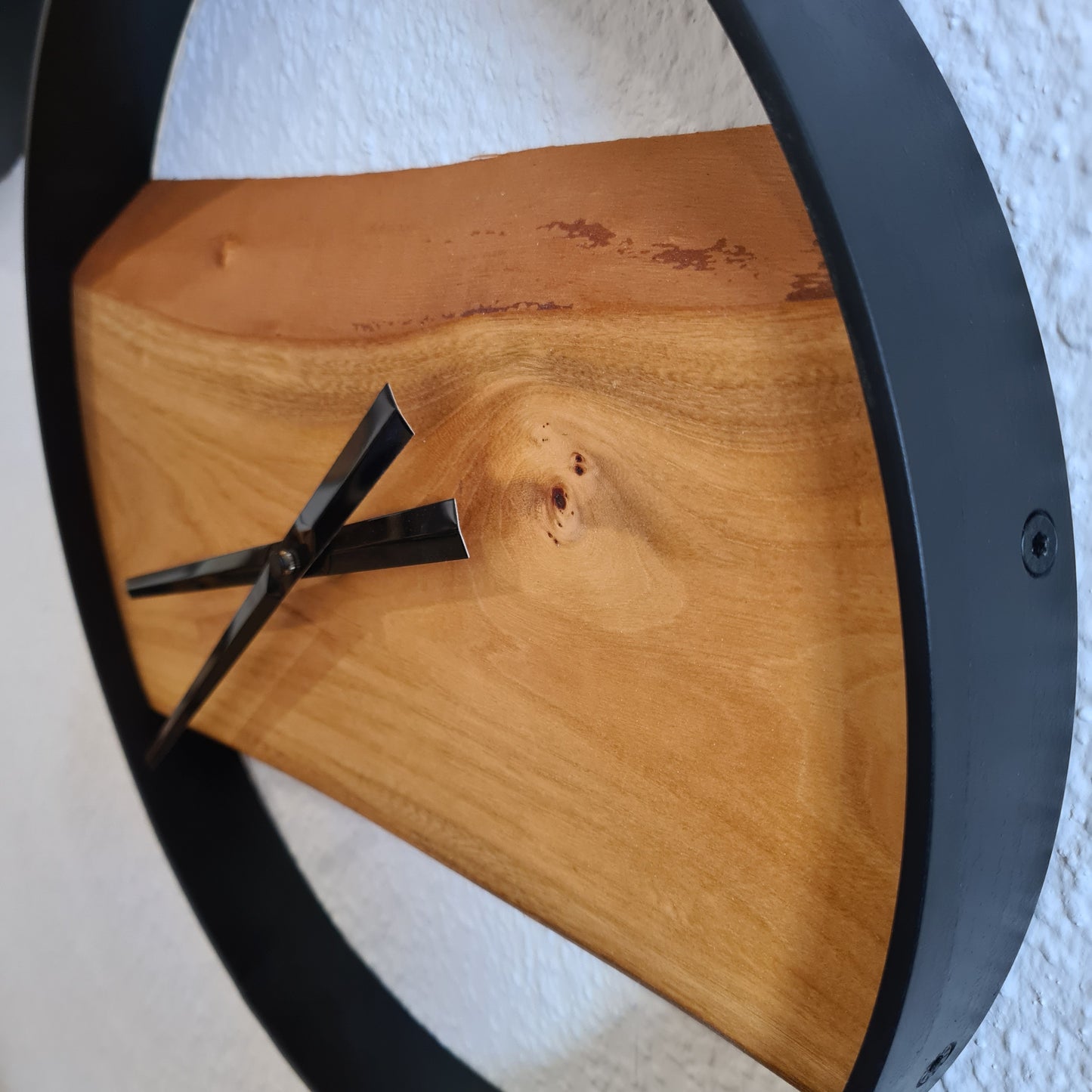 Wanduhr Rüster | Holz & Metall | Rund | Klein 35 cm