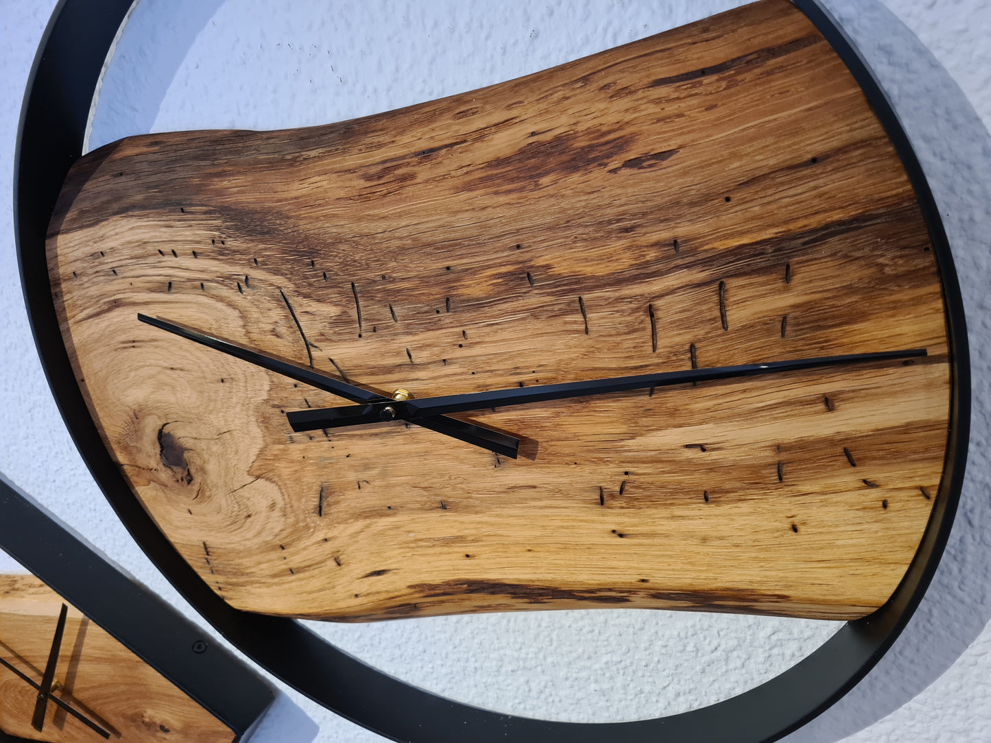Wanduhr Rund | Eiche | Mittel 50 cm | Uhr aus Holz & Metall