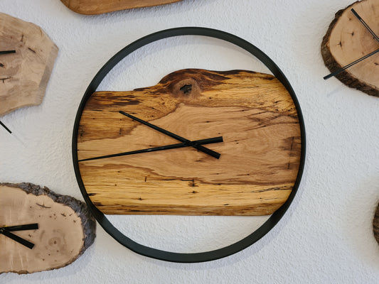 Wanduhr Rund | Eiche | Mittel 50 cm | Uhr aus Holz & Metall