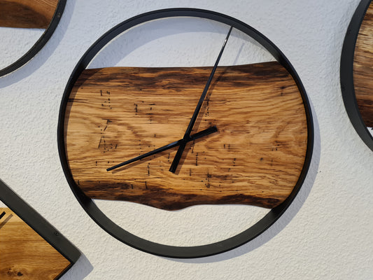 Wanduhr Rund | Eiche | Mittel 50 cm | Uhr aus Holz & Metall