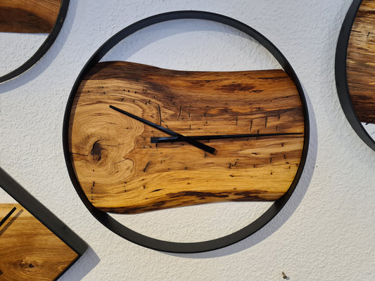 Wanduhr Rund | Eiche | Mittel 50 cm | Uhr aus Holz & Metall