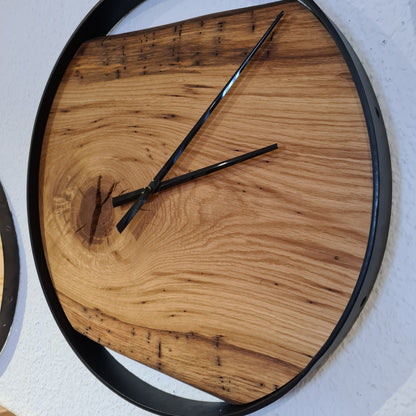 Wanduhr Rund | Eiche | Mittel 50 cm | Uhr aus Holz & Metall