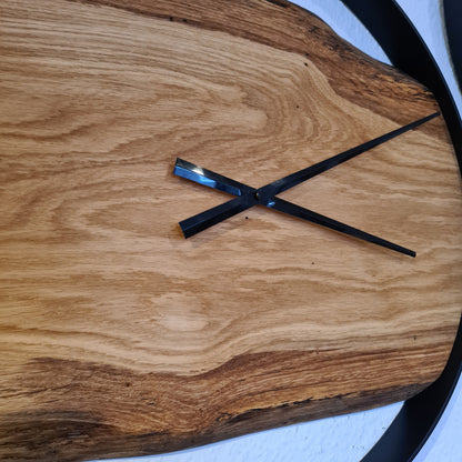 Wanduhr Rund | Eiche | Mittel 50 cm | Uhr aus Holz & Metall