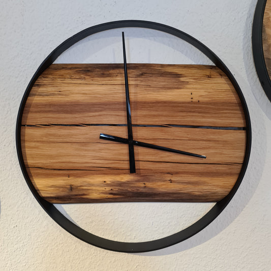 Wanduhr Rund | Eiche | Mittel 50 cm | Uhr aus Holz & Metall