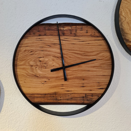 Wanduhr Rund | Eiche | Mittel 50 cm | Uhr aus Holz & Metall