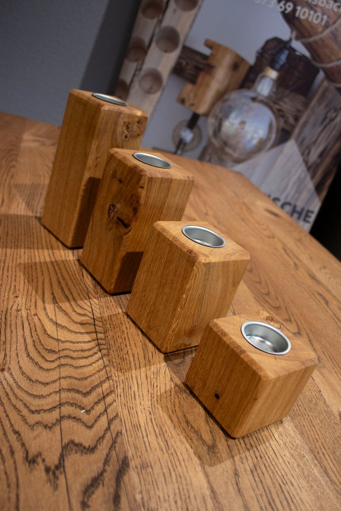 Holzfabrik Teelicht set "4 Säulen" Eiche geölt Bild 3