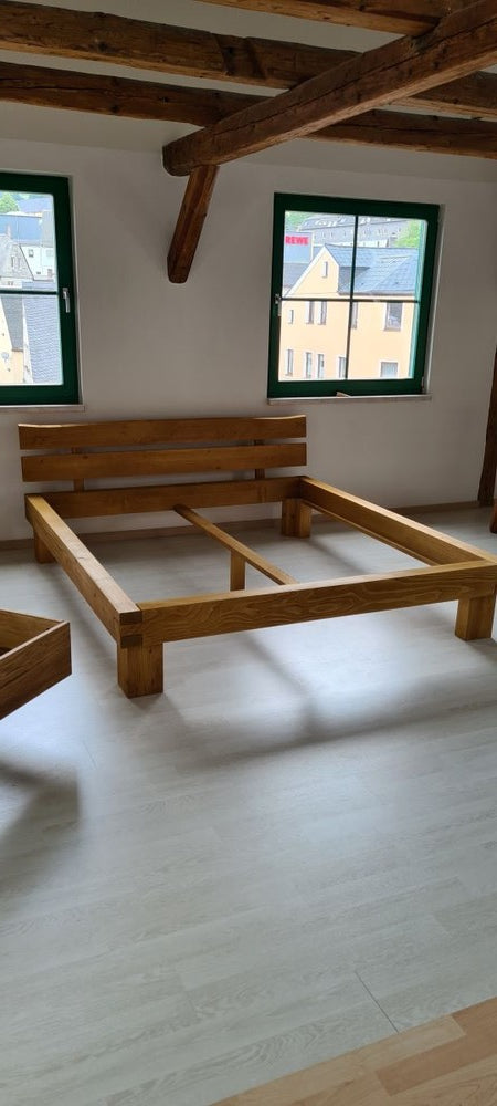 Holzfabrik Bett - Balkenbett Balkenfüße gerade Holz  Bild 3
