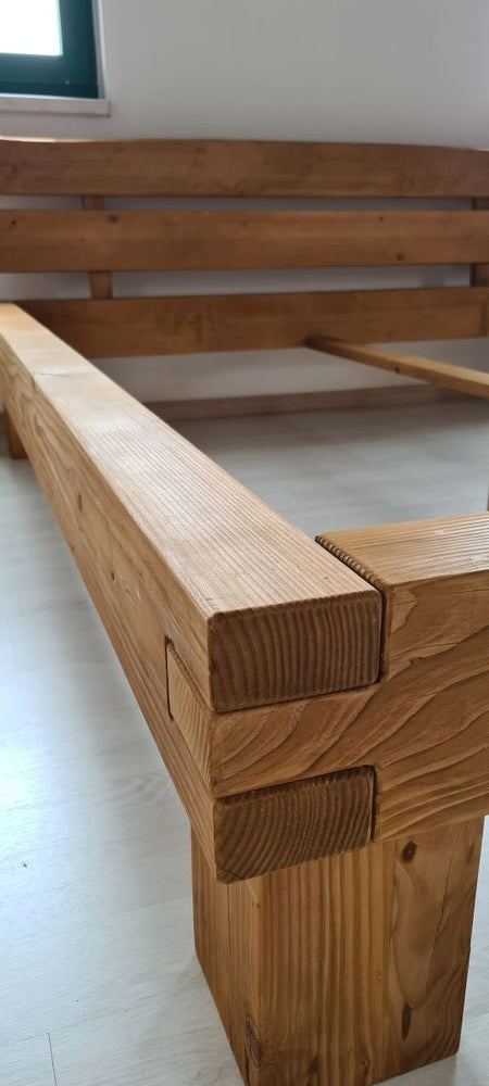 Holzfabrik Bett - Balkenbett Balkenfüße gerade Holz  Bild 4