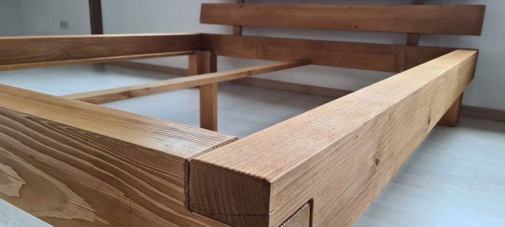Holzfabrik Bett - Balkenbett Balkenfüße gerade Holz  Bild 5