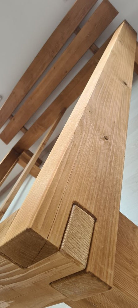 Holzfabrik Bett - Balkenbett Balkenfüße gerade Holz  Bild 7